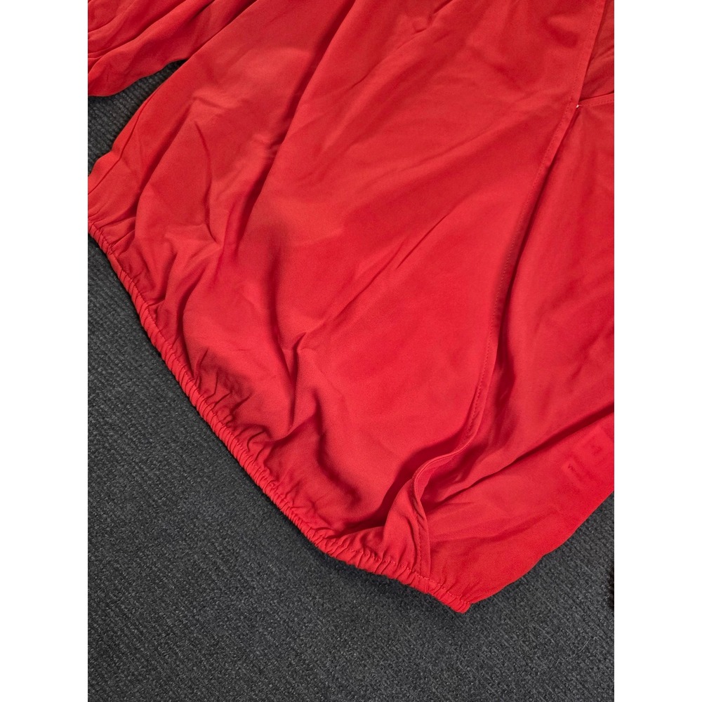 New York & Company Blouse Women Medium Red Faux Wrap V-Neck 3/4 Sleeve New - Picture 5 of 9